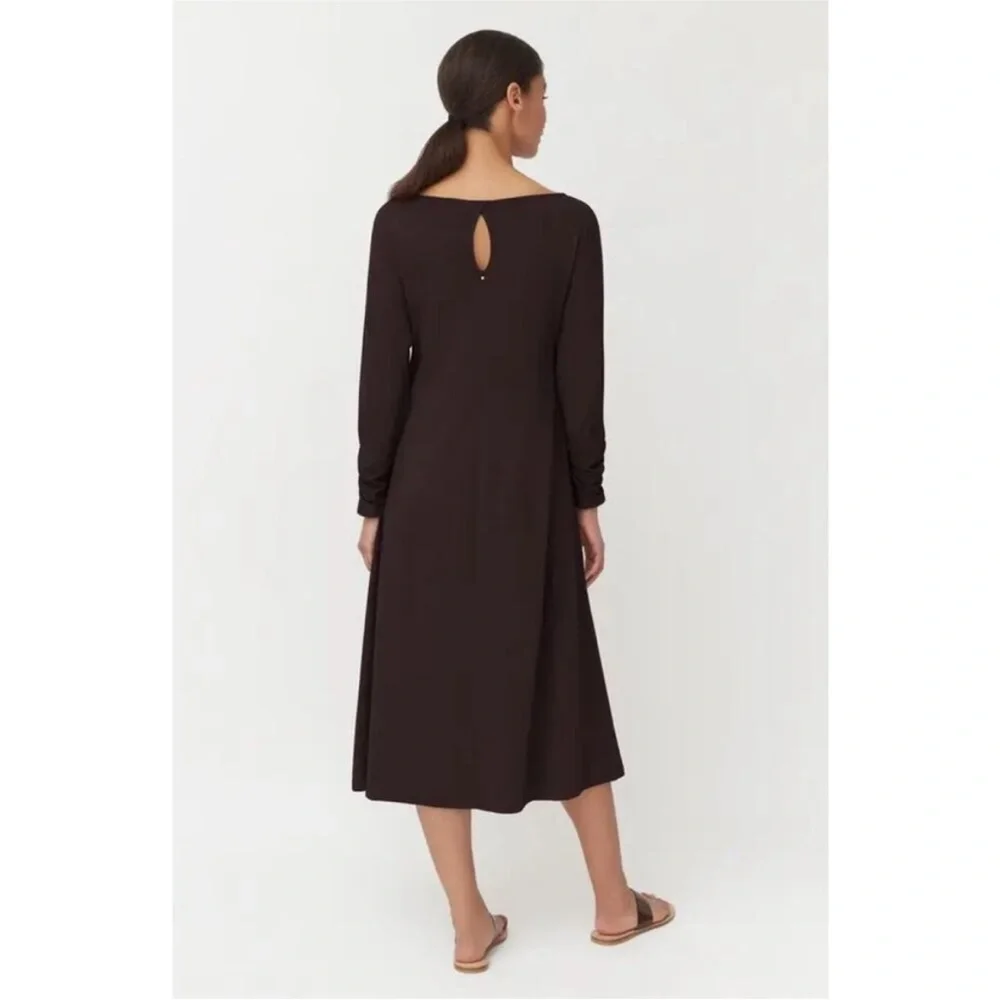 Cuyana Dolman Sleeve Ruched Pima Cotton Midi Dress - Picture 2 of 8
